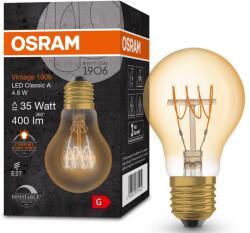 OSRAM 1906 Globe A35 vintage LED izzó, Dimmelhető, E27, 4.8W (35W), 400 lm, 2200K, Arany