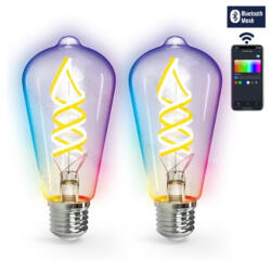 Aigostar 323462 Bluetooth Mesh Smart Filament Izzó St64 4.9W RGBw 2db, Távirányítóval