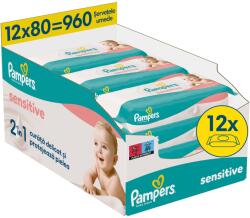 Pampers Sensitive nedves törlőkendő, 12 csomag x 80 törlőkendő, 960 db