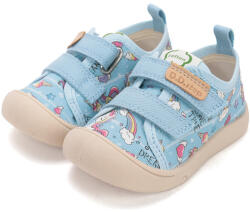 D.D.Step Pantofi sport fete pânză, cu velcro, bleu cu unicorni, 22-31 model albastru (14BFB6)