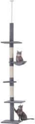 PawHut Mennyezetre Szerelhető, Állítható Macskafa, 40 x 34 x 260 cm Szürke
