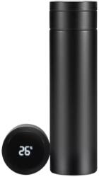  Termosz, LED kijelző érintőképernyővel, hőmérséklet jelző, rozsdamentes acél, intelligens üveg, ideális hidegre és melegre, 500 ml, fekete (TSLEDBLK-282)