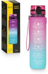 4FIZJO Vizes palack időskálával, 4fIZJO, Tritan, BPA-mentes, ergonomikus, kiegészítő pánttal, vízálló, ideális kerékpárokhoz, 1000 ml, 7 x 28 cm, kék, rózsaszín (P-5905973400770)