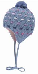 DOLL Lány sapka, Baba, kék, pomponnal, 100% pamut