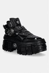 New Rock sandale pentru femei, din piele ITALI neagră TANK CASCO NEGRO PIN LATERA PPY2-OBD0YF_99X
