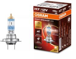 OSRAM Night Breaker +220% H7 halogén izzó, akár 220%-kal nagyobb fényerő, 150 m hosszú fénykéve, 20%-kal fehérebb fény, 64210NB220, 1 darab/doboz