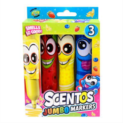 Scentos Széles hegyű illatos filctoll, jumbo - 3 db-os - kék, piros, sárga (10498)