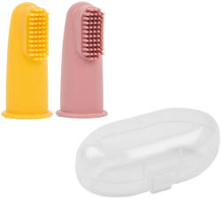 Nattou ujjra húzható szilikon fogkefe pink-sárga - babycenter-online