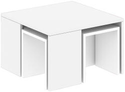 Timeless Tools Dohányzóasztal rejtett kisasztalokkal, 5db, fehér