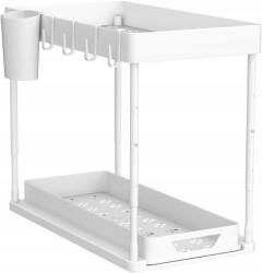 Polc rendszerező 2 szintes műanyag fürdőszoba konyha fehér 2 db-os szett (X00254J7KV)