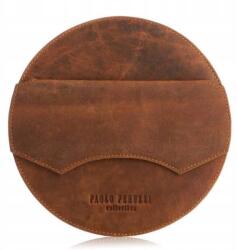 Paolo Peruzzi T-92-OR kerek bőr postás táska , narancssárga (T-92)