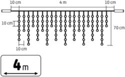 Somogyi Elektronic KSFW200WH sorolható fényfüggöny, 4 méter, 200db hidegfehér LED, fehér vezeték, kül- és beltéri kivitel (KSFW200WH) - hyperoutlet