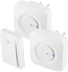 Somogyi Elektronic DBKS1001AC vezeték és elem nélküli csengő készlet, 1x nyomógomb + 2x csengő, 100m hatótáv, 36 dallam, szabályozható hangerő, IP44, fényjelzés, kinetikus nyomógomb (DBKS1001AC) - hyperoutlet