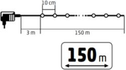 HOME ML1500WH micro LED-es fényfüzér, 150 m, 1500db hidegfehér micro LED, 8 program, időzítés, hálózati adapter, távirányító, kül- és beltéri kivitel (ML1500WH)