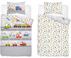  Pamut ágynemű huzat 100*135 cm - Járművek szürke