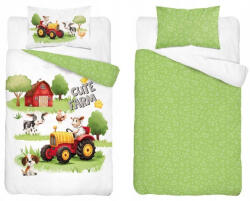  Pamut ágynemű huzat 90*120 cm - Cute Farm piros traktorral