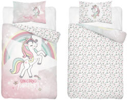  Pamut ágynemű huzat 100*135 cm - Rózsaszín unikornis