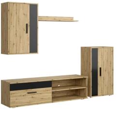 Halmar Set mobilier living Spano, stejar artisan / negru (V-UA-BENSON-ARTISAN/CZARNY)