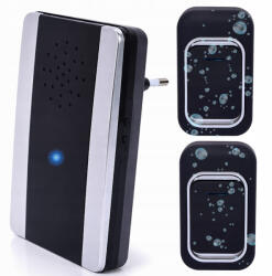 MH Protect Vezeték nélküli csengő, 150 méteres hatótávolság, 2 vízálló gomb, LED fekete