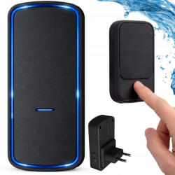 MH Protect Vezeték nélküli kinetikus LED-es csengő kapukhoz, 130 m-es hatótávolságú, vízálló fekete