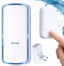 MH Protect Vezeték nélküli kinetikus LED-es csengő kapukhoz, 130 m-es hatótávolságú, vízálló fehér