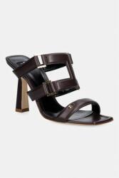 Elisabetta Franchi bőr női magas sarkú papucs - barna Női 40