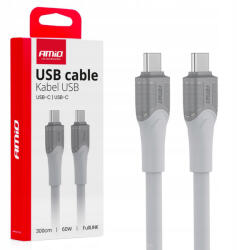 Amio Adatkábel Usb C - Usb C, Fehér 3m 60W (0504293)