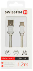 SWISSTEN Adatkábel - USB > USB-C 3.1 - 3A - 1, 2m - Ezüst/Fehér (3071521203)