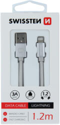 SWISSTEN Adatkábel - USB > Lightning - 3A - 1, 2m - Ezüst/Fehér (3071523203)
