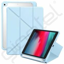 Baseus MINIMALIST tok álló, bőr hatású (aktív FLIP, oldalra nyíló, TRIFOLD, asztali tartó, ceruza tartó) VILÁGOSKÉK - extratelgsm - 9 999 Ft