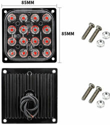 Autolife 18028 16 LED-es négyzet alakú stroboszkóp - E-jeles - 12-24V W13891-6 (18028)