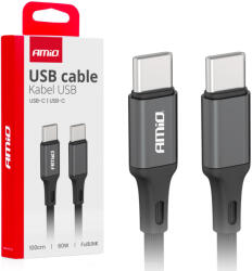Amio USB-C-USB-C kábel 60 W 100 cm 03902 Fekete (0503902)