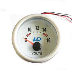 AUTOLIFE Fehér hátterű feszültségmérő 12V 52mm - OR-LED7701 (5000)