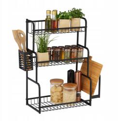 Relaxdays Fűszertartó állvány álló fekete fém Relaxdays