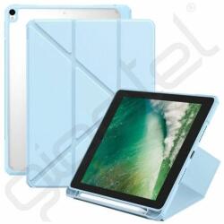 Baseus MINIMALIST tok álló, bőr hatású (aktív FLIP, oldalra nyíló, TRIFOLD, asztali tartó, ceruza tartó) VILÁGOSKÉK - extratelgsm - 10 999 Ft