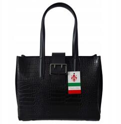  Bőrtáska A4 Vera Pelle, fekete, krokodil motívum VP645N (VP645N)