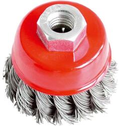 Extol Drótcsiszoló kefe (fazékkefe), sarokcsiszolóra - 80 mm, M14x2, sodrott, erős (17008)