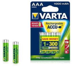 VARTA Ready To Use AAA Ni-Mh 1000 mAh ceruza akku (4db/csomag) (5703301404)