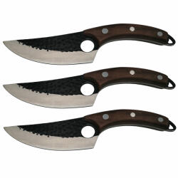 DEPOX Set trei cutite macelarie DEPOX®, lucrate manual, Fine Cook, 27.5 cm, maro, teaca piele inclusa (F106 + F106 + F106)