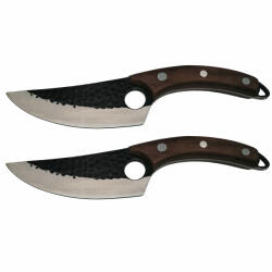 DEPOX Set doua cutite macelarie DEPOX, lucrate manual, Fine Cook, 27.5 cm, maro, teaca piele inclusa (F106 + F106)