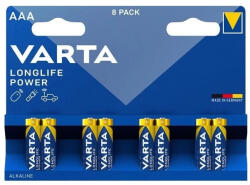 VARTA Longlife Power Alkaline AAA ceruza elem 8 db/csomag (4903121418) (4903121418) - xpro