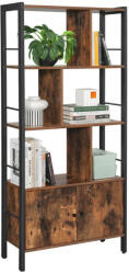 VASAGLE Könyvespolc elválasztókkal, tárolópolc, rusztikus barna 154x74x30cm