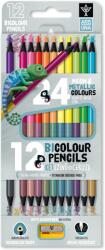 Ars Una 12/24 neon-metál bicolor, háromszögletű színes ceruzakészlet, hegyezővel (5993120024429)