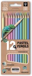 Ars Una 12 színű, háromszögletű színes ceruzakészlet hegyezővel, pasztell (5993120022685)