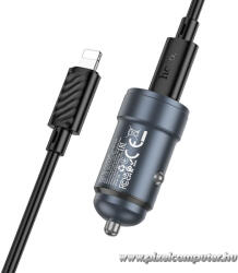 CAR charger Hoco USB C QC3.0 PD 30W + cable USB C to Lightning Z57 metal gray (6942007633062) - pixelcomputer