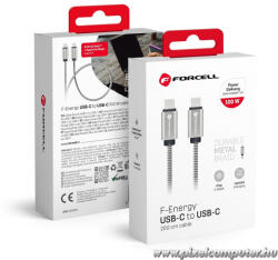  Cable USB C to USB C Forcell F-Energy QC4.0 PD 5A 100W E-Mark Metal 2 m C239 silver (5903396378478)