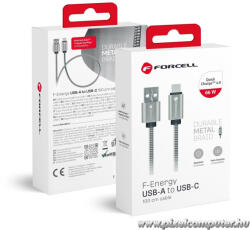  Cable USB A to USB C Forcell F-Energy QC3.0 66W Metal 1 m C234 silver (5903396274503)