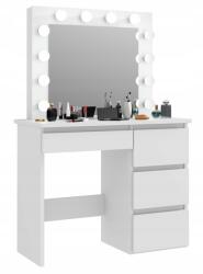 Chomik Smink Fésülködőasztal Fehér Tükörvilágítással 4 Fiókkal 140CM (4868)