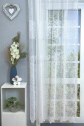 FüggönyFutár Webáruház Bihar - Fehér színű, levélmintás, bordűrös jacquard függöny, egyedi méretre, készre varrjuk - fuggonyfutar - 4 000 Ft