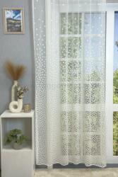 FüggönyFutár Webáruház Olimpia-Tört fehér színű szövött pöttyös, puha tapintású sablé függöny, egyedi méretre, készre varrjuk